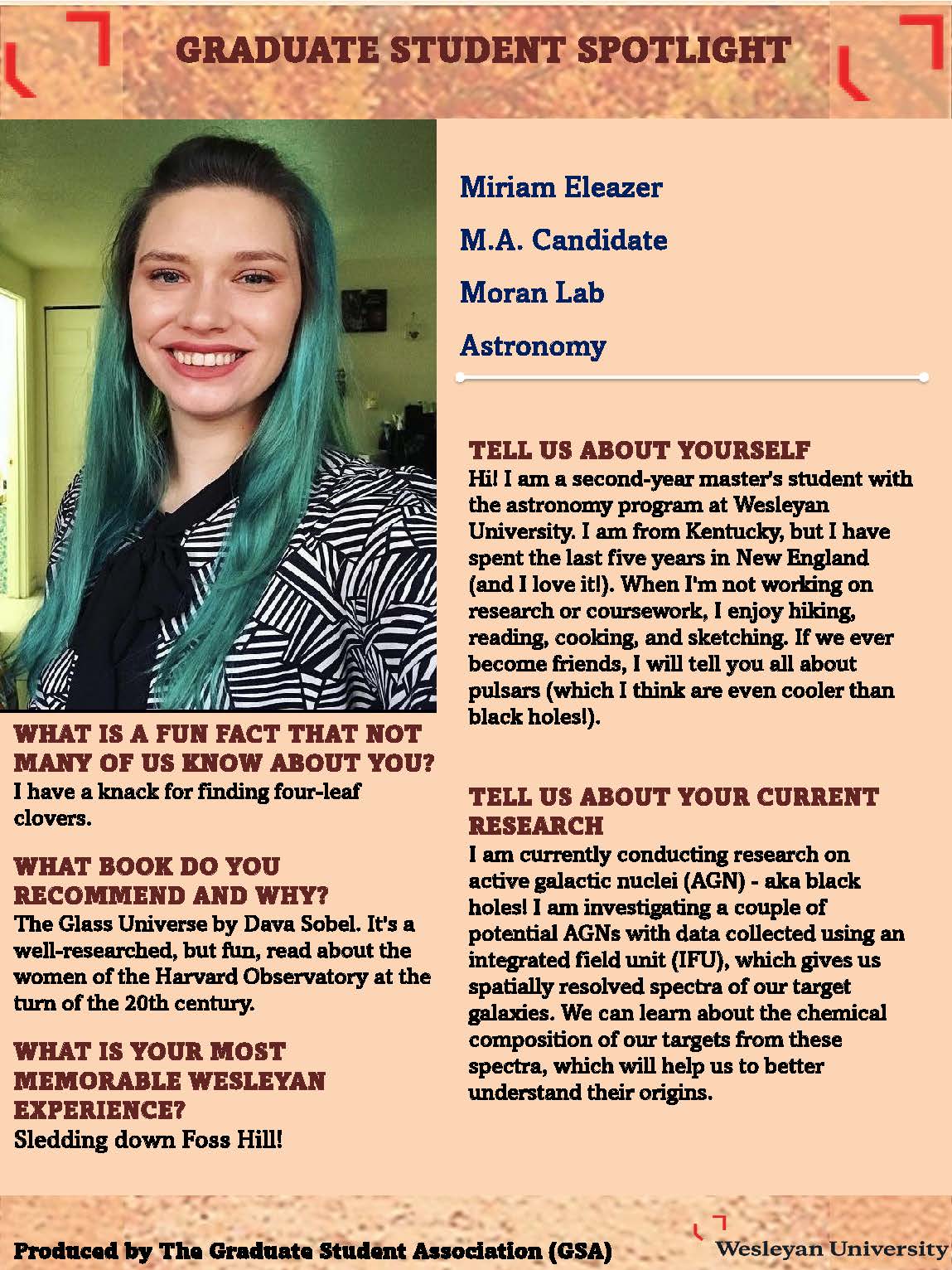 MiriamEleazer Astronomy MA Candidate